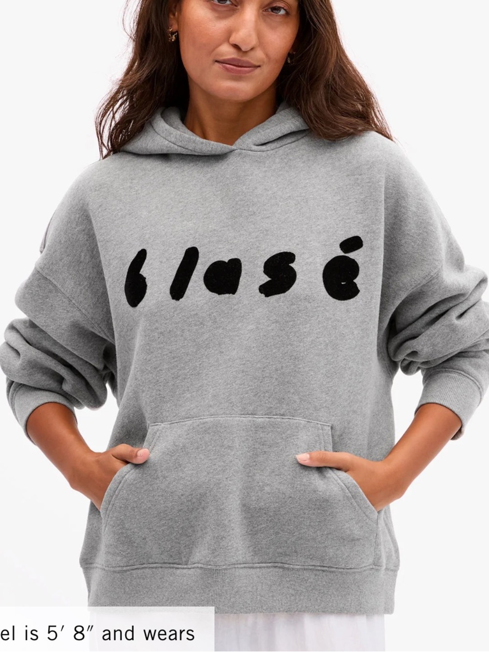 NWT CLARE V Le Boxy Hoodie, Grey Melange Flocked Blasé, size XS
